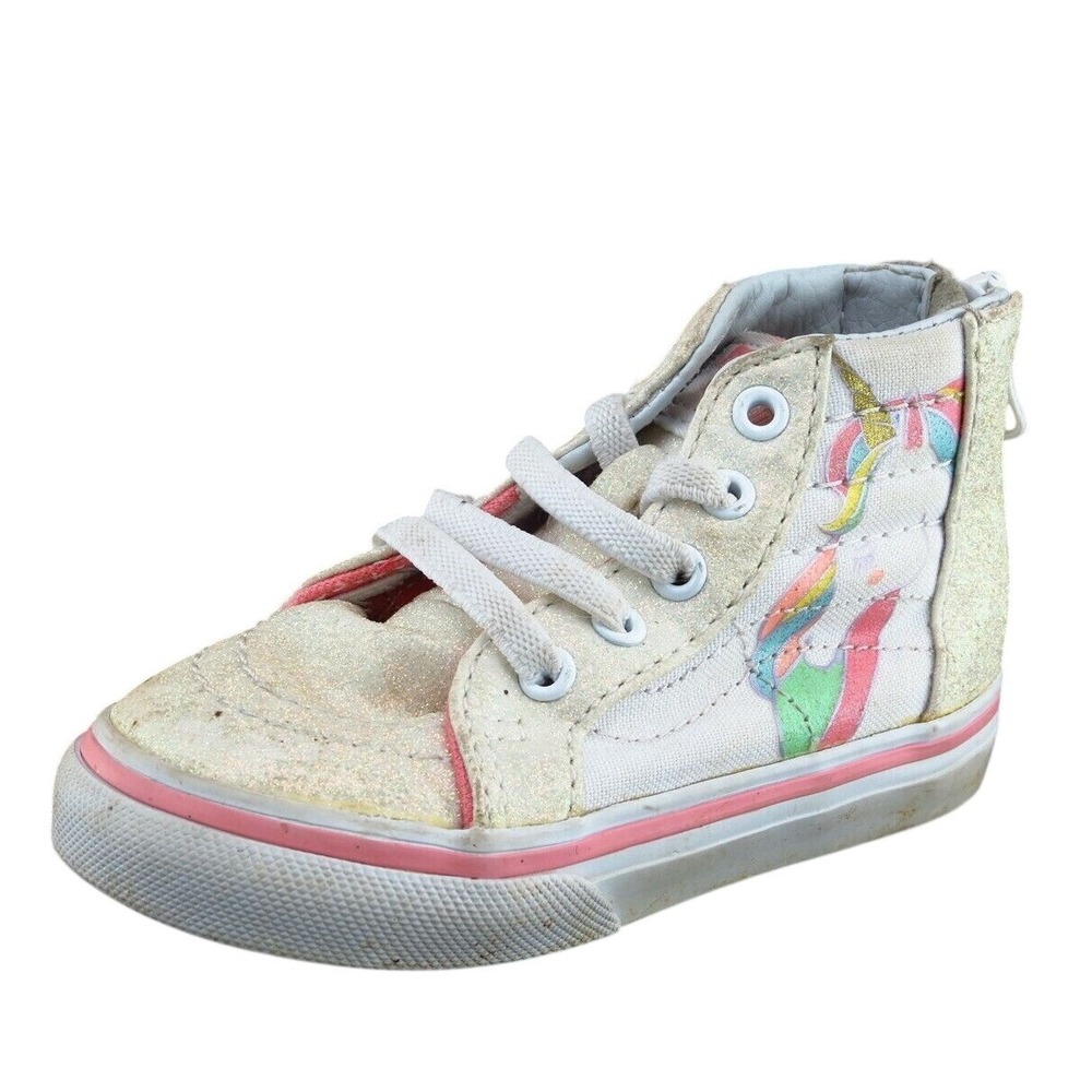 VANS Toddler Girls 5.5 Medium White Skateboarding Fabric